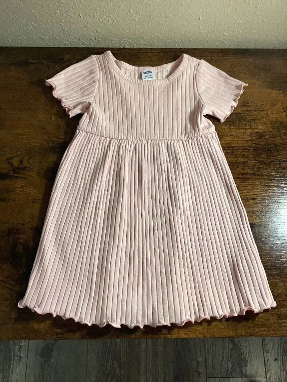 Old Navy Toddler Girls Pink Ribbed Short Sleeve Swing Dress
